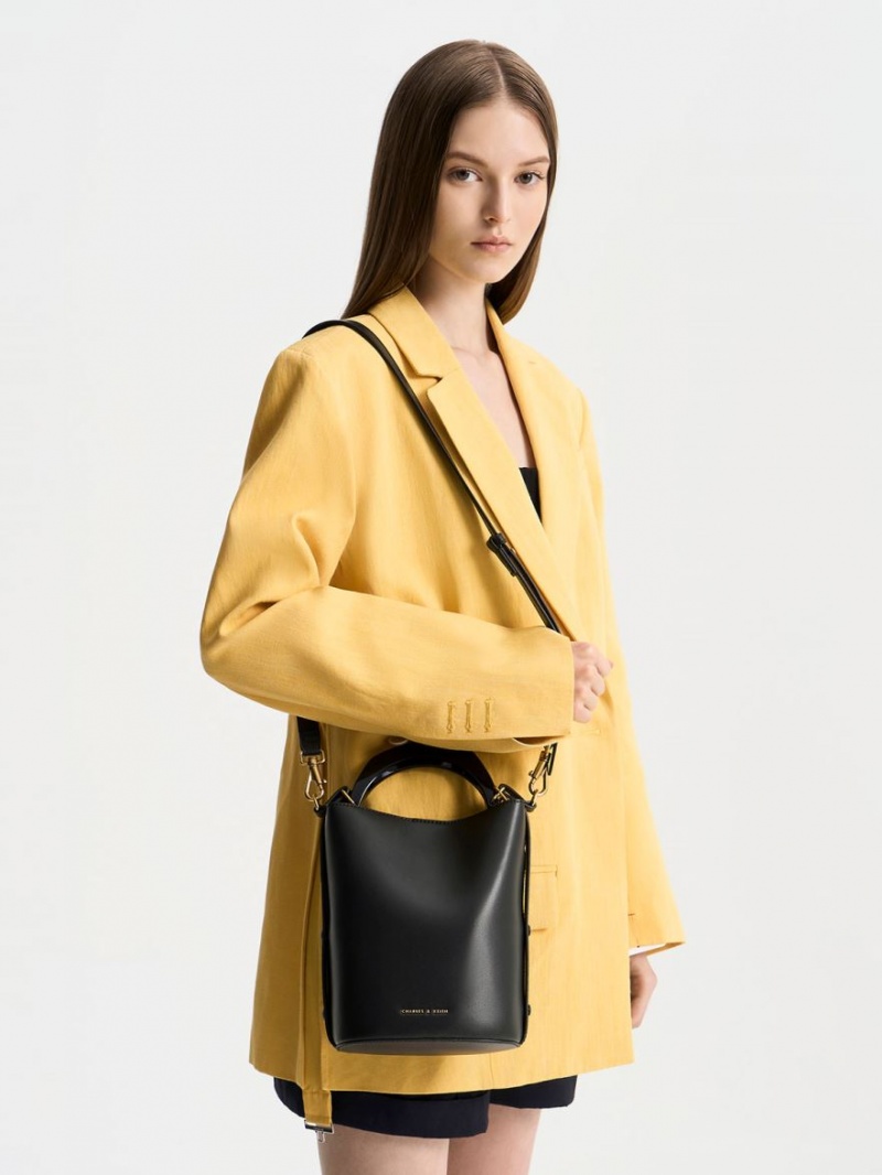 Geanta Galeata Charles & Keith Marlin Acrylic Handle Negrii | 015MEIUWS