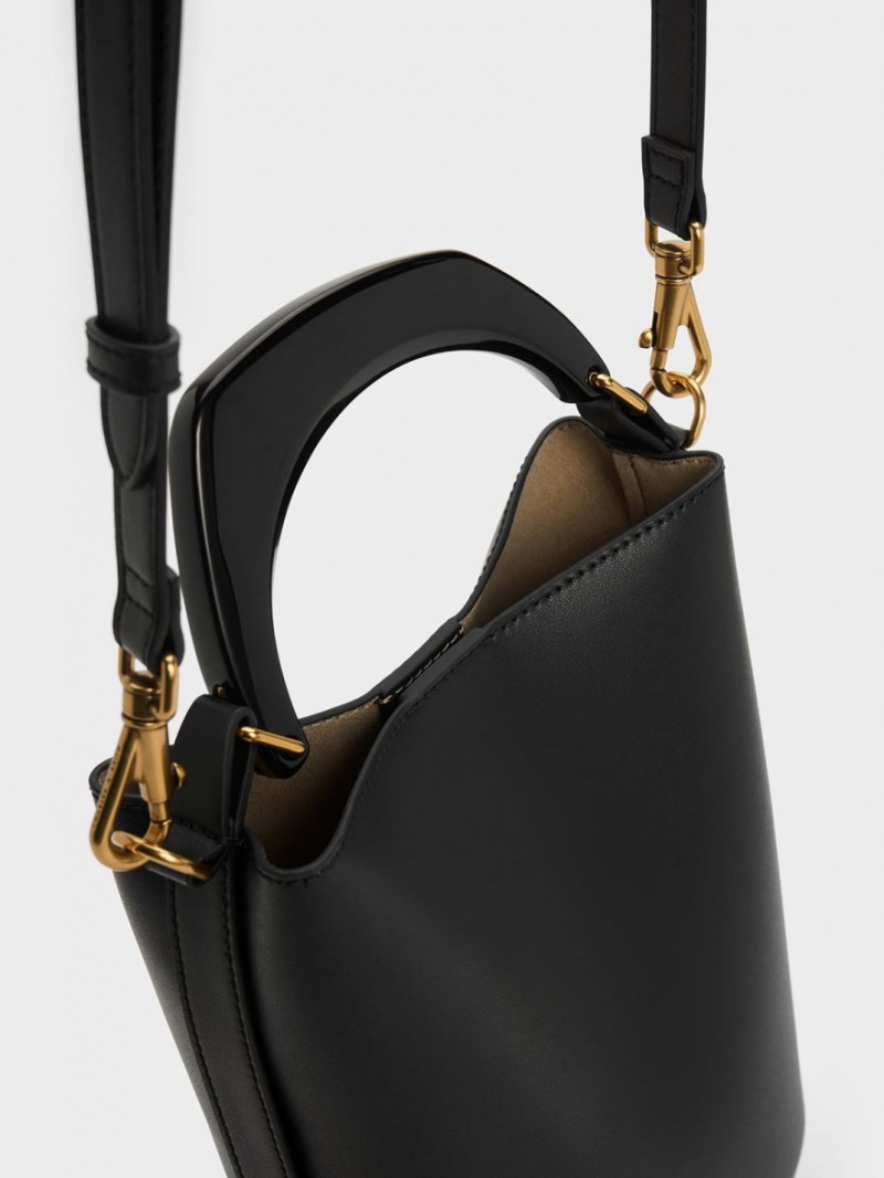 Geanta Galeata Charles & Keith Marlin Acrylic Handle Negrii | 015MEIUWS