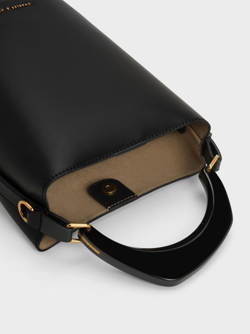 Geanta Galeata Charles & Keith Marlin Acrylic Handle Negrii | 015MEIUWS