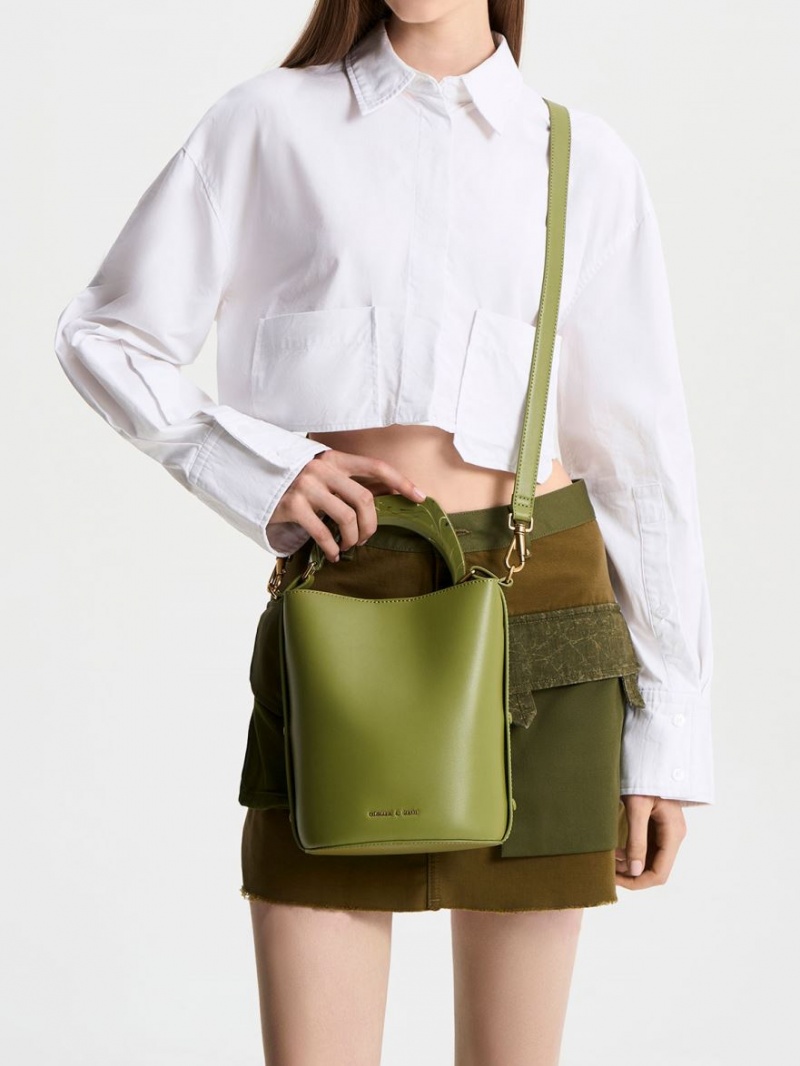 Geanta Galeata Charles & Keith Marlin Acrylic Handle Masline Verzi | 638GCQBSX