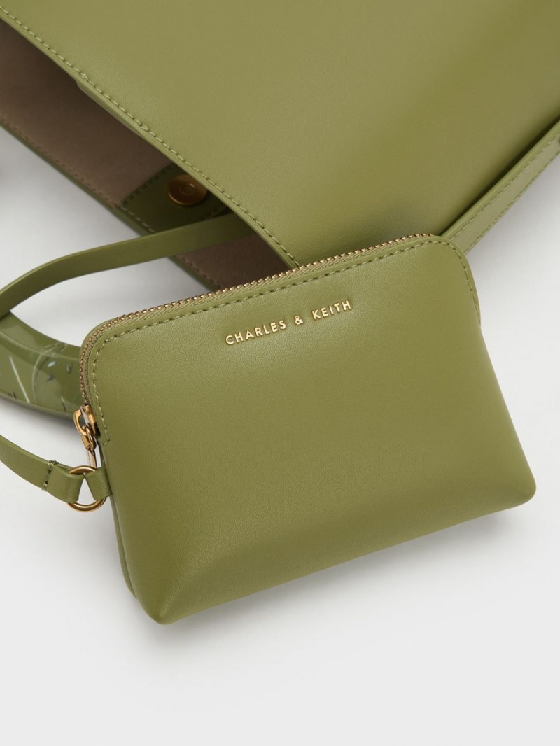 Geanta Galeata Charles & Keith Marlin Acrylic Handle Masline Verzi | 638GCQBSX