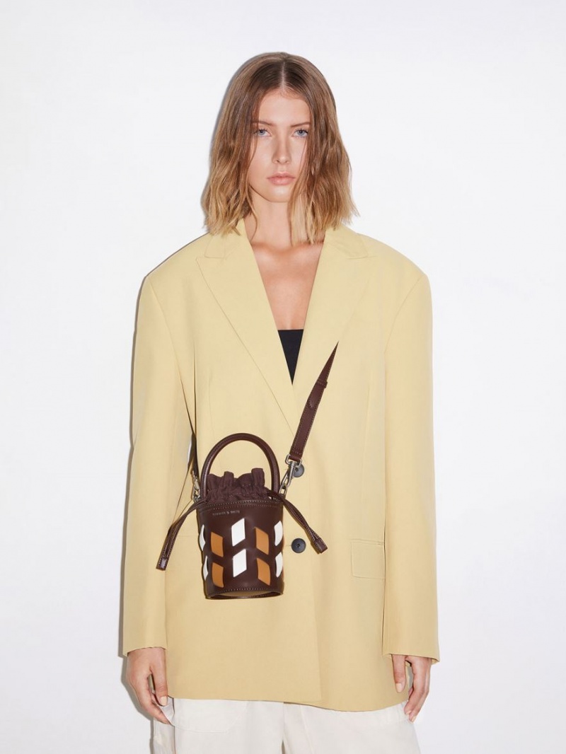 Geanta Galeata Charles & Keith Panza Panelled Maro Inchis | 716UJQNCV