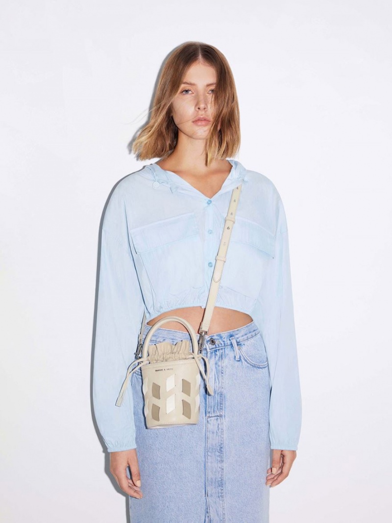 Geanta Galeata Charles & Keith Panza Panelled Bej | 069VBMYGS