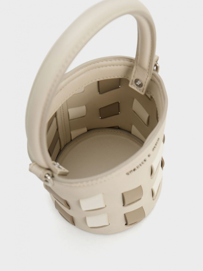 Geanta Galeata Charles & Keith Panza Panelled Bej | 069VBMYGS