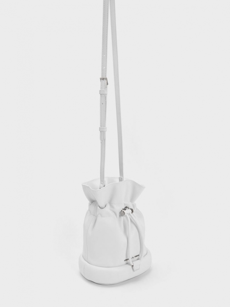 Geanta Galeata Charles & Keith Shiloh Drawstring Albi | 873QXSVEU