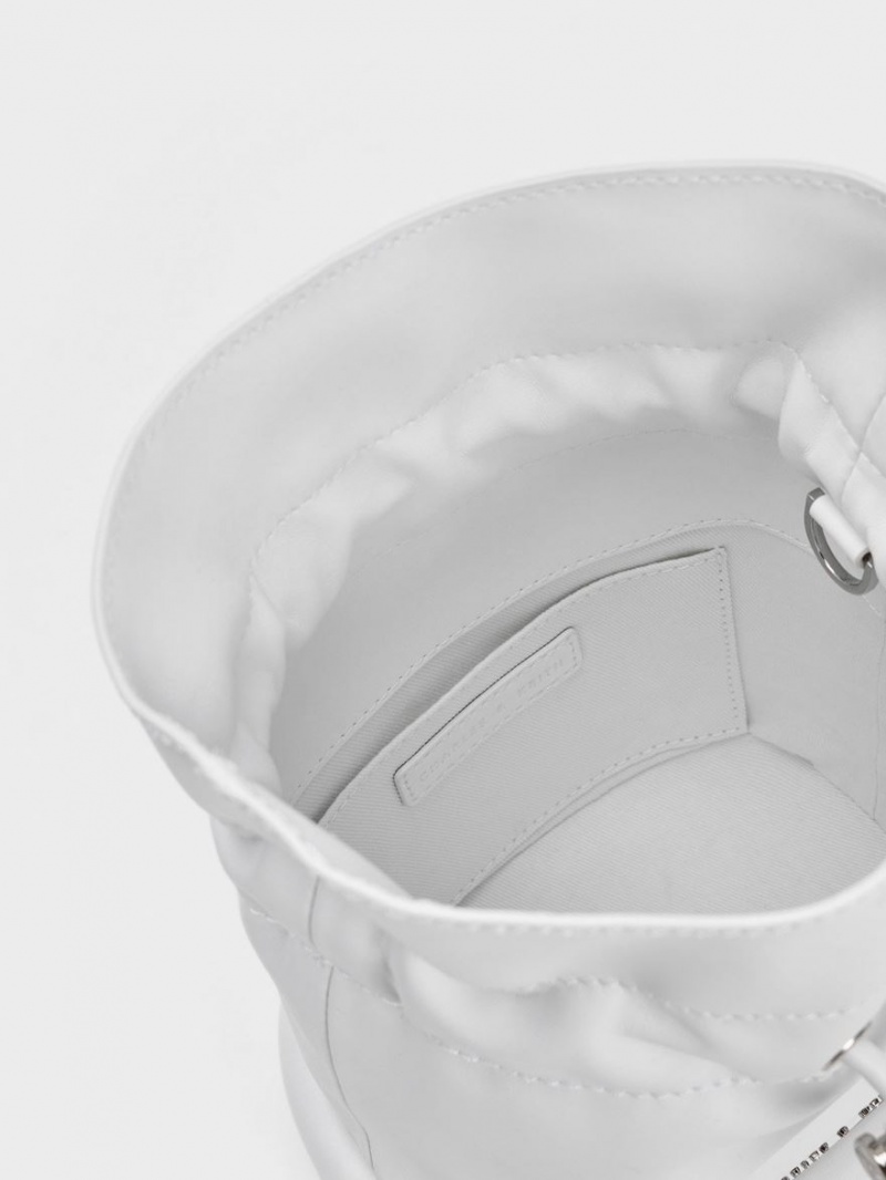 Geanta Galeata Charles & Keith Shiloh Drawstring Albi | 873QXSVEU