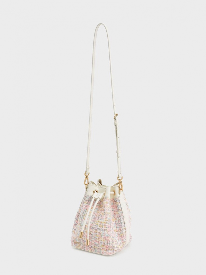 Geanta Galeata Charles & Keith Woven Handle Tweed Roz Deschis | 752NHTFEL