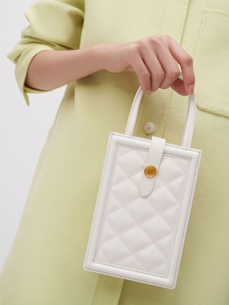 Geanta Telefon Charles & Keith Este Belted Albi | 410FSAJKC