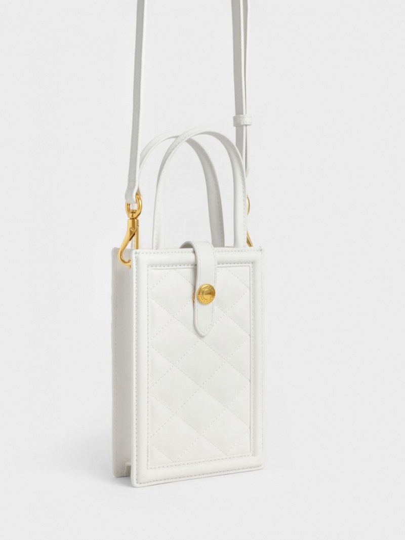 Geanta Telefon Charles & Keith Este Belted Albi | 410FSAJKC