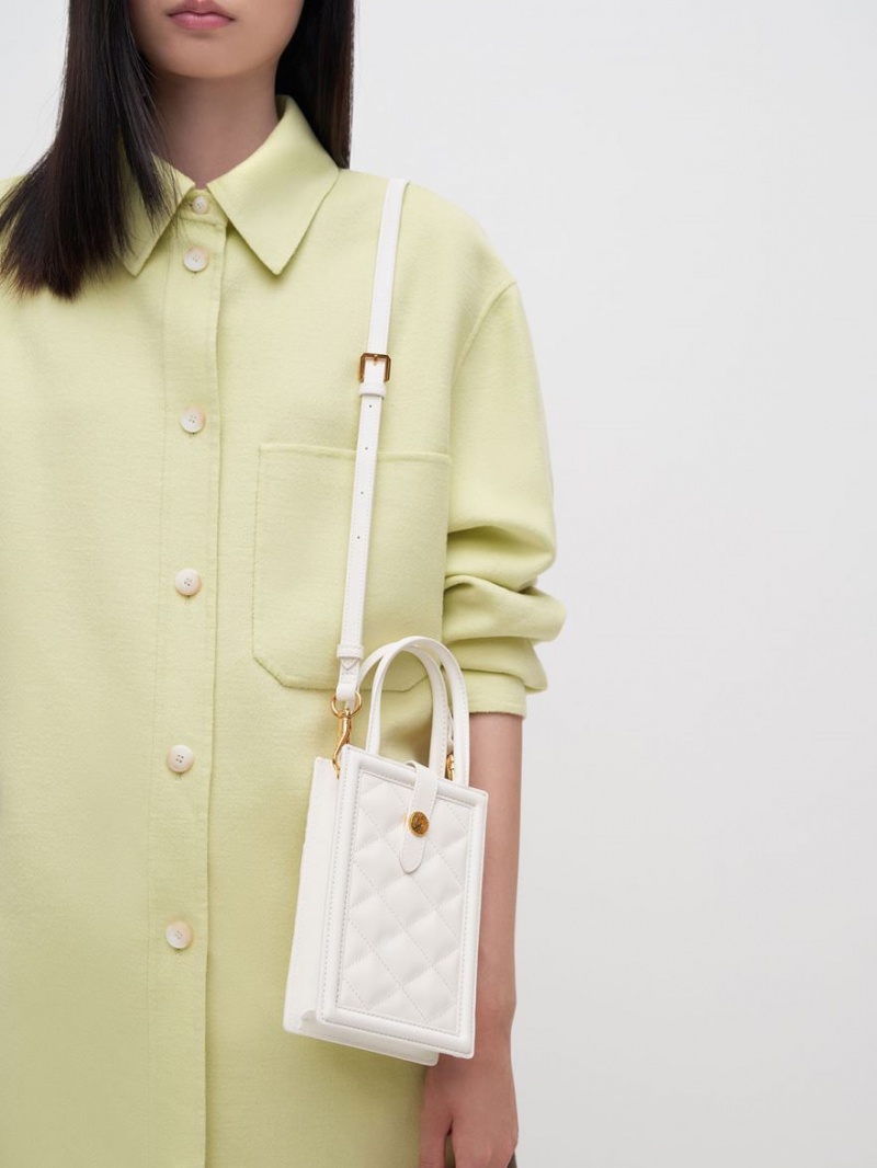 Geanta Telefon Charles & Keith Este Belted Albi | 410FSAJKC