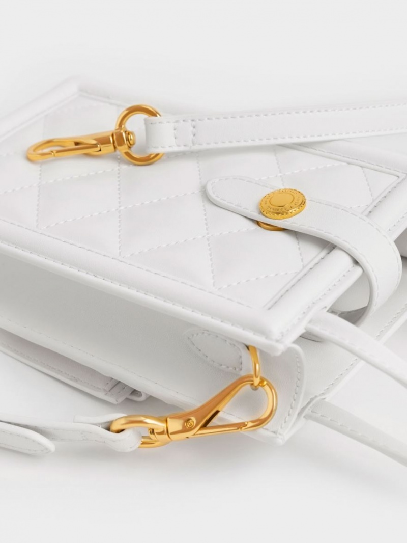 Geanta Telefon Charles & Keith Este Belted Albi | 410FSAJKC