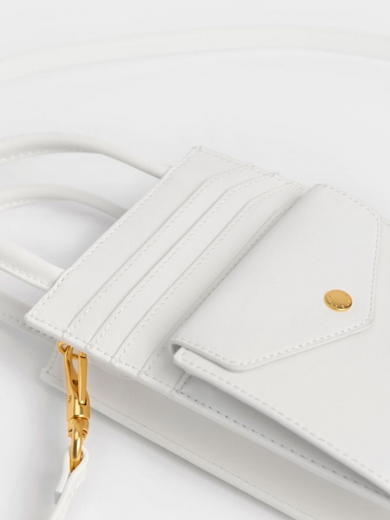 Geanta Telefon Charles & Keith Este Belted Albi | 410FSAJKC