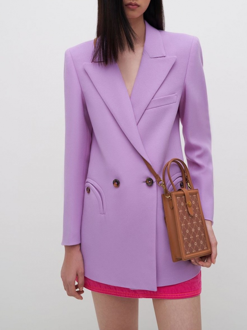 Geanta Telefon Charles & Keith Este Belted Printed Ciocolata | 024LWOBAZ