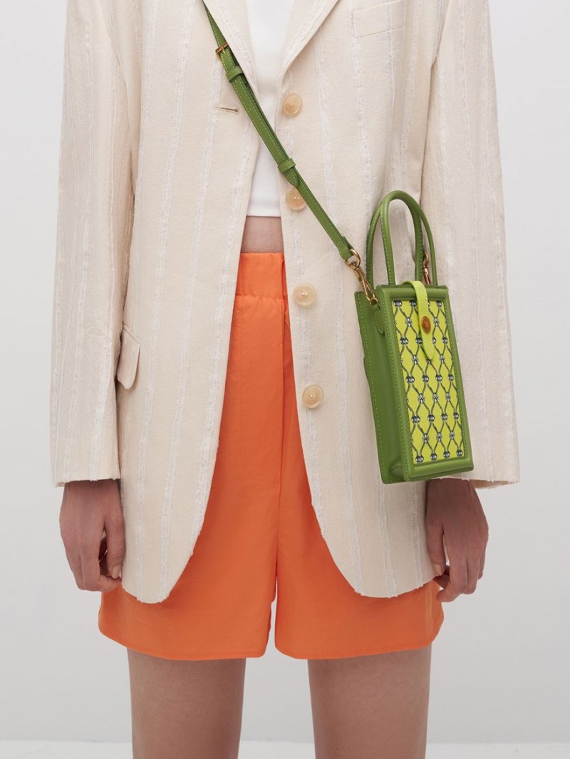Geanta Telefon Charles & Keith Este Belted Printed Verzi Deschis | 160WHSBGE