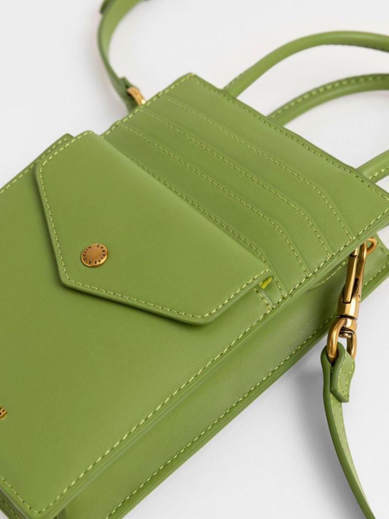 Geanta Telefon Charles & Keith Este Belted Printed Verzi Deschis | 160WHSBGE