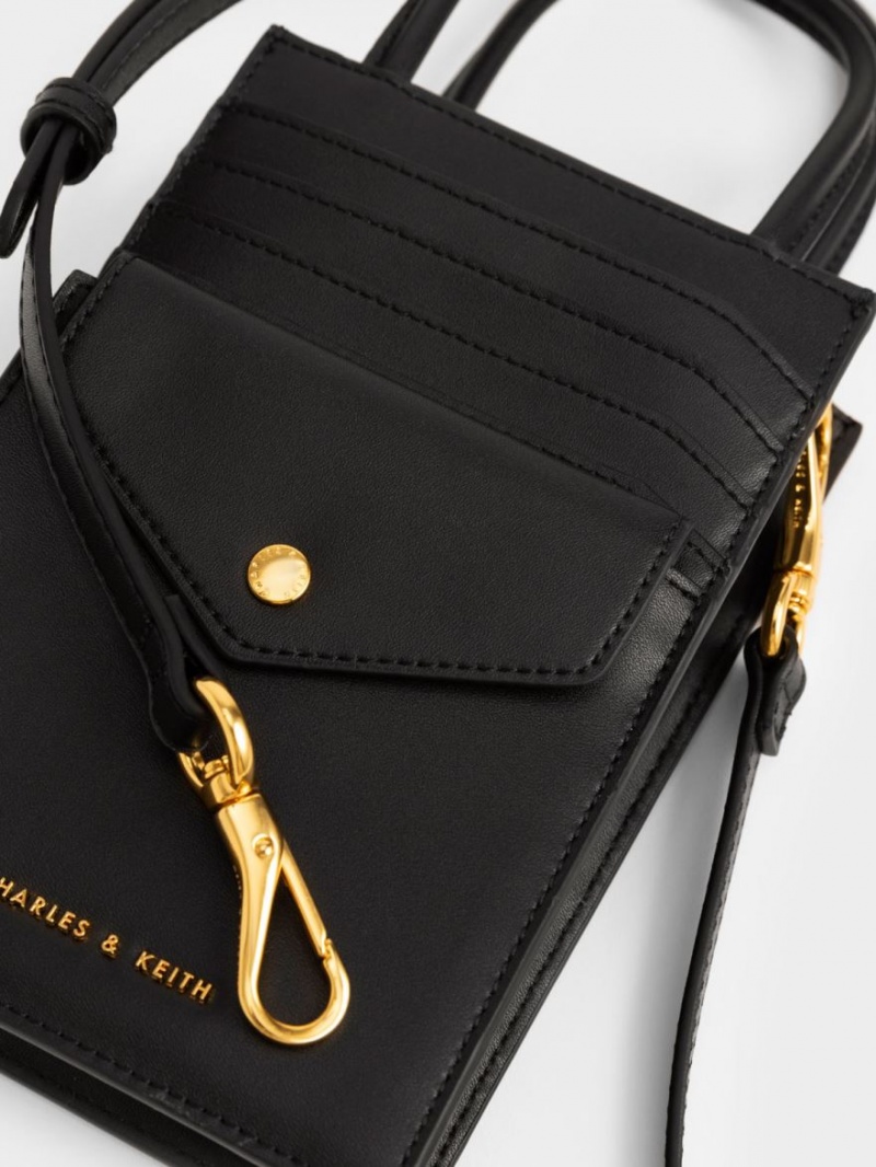 Geanta Telefon Charles & Keith Este Belted Tweed Negrii | 807YLFZGU