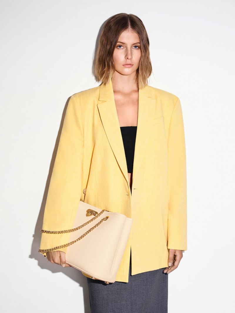 Geanta Tote Charles & Keith Alcott Bej | 094QTXEUM