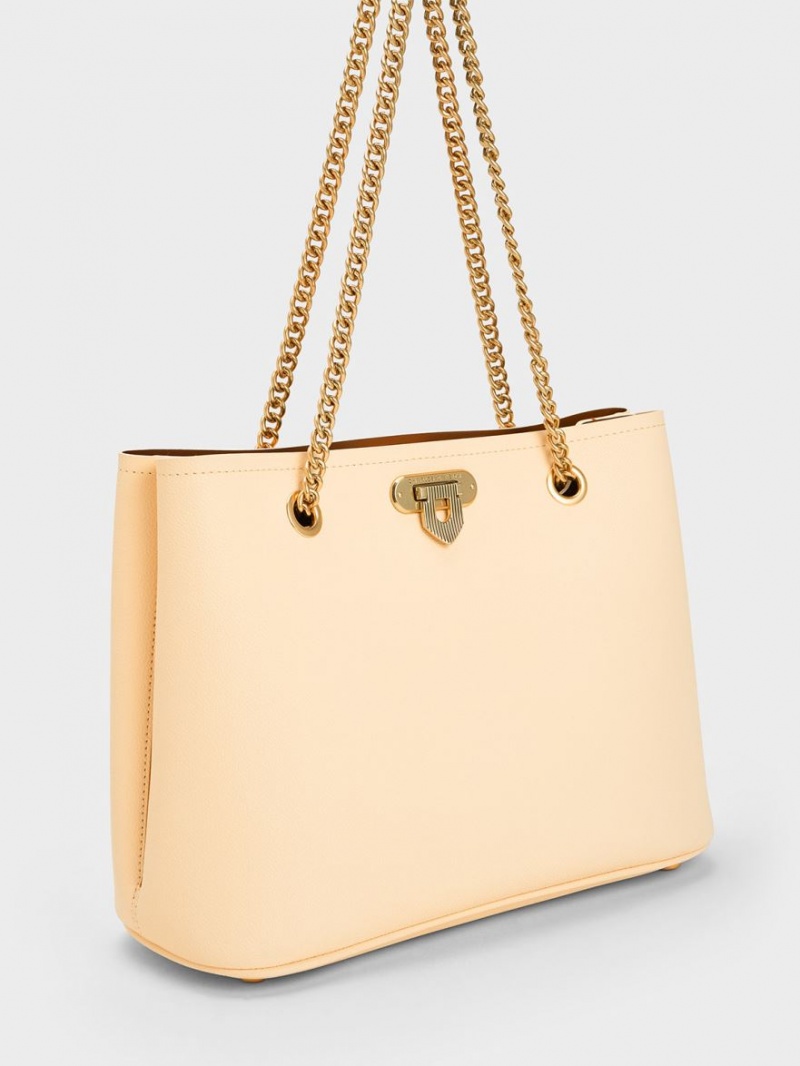 Geanta Tote Charles & Keith Alcott Bej | 094QTXEUM