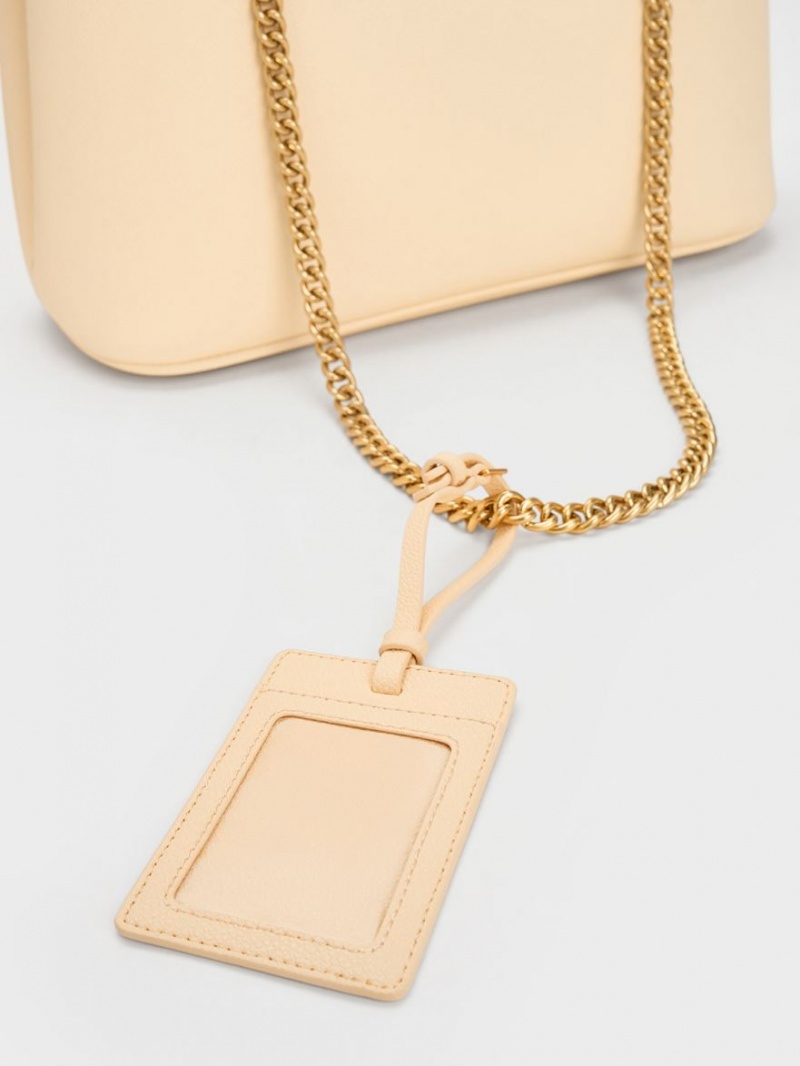 Geanta Tote Charles & Keith Alcott Bej | 094QTXEUM