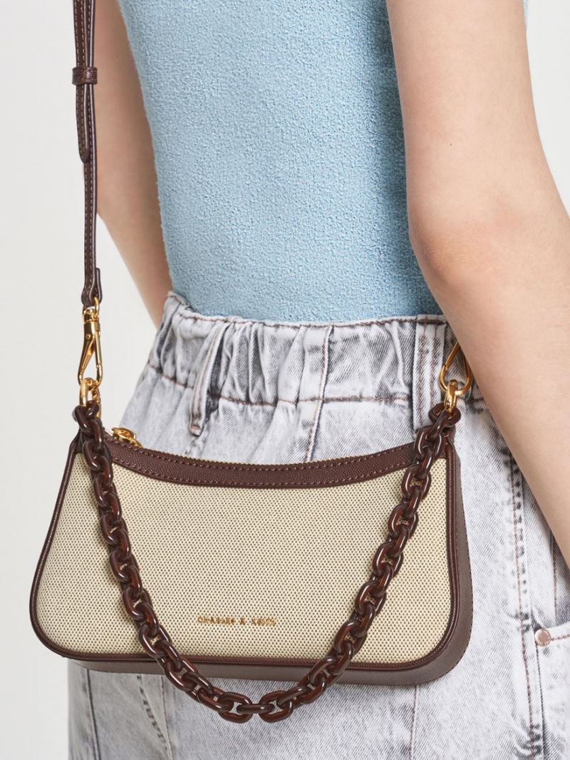 Geanta Tote Charles & Keith Alcott Scarf Panza Maro Inchis | 873CHWXTA