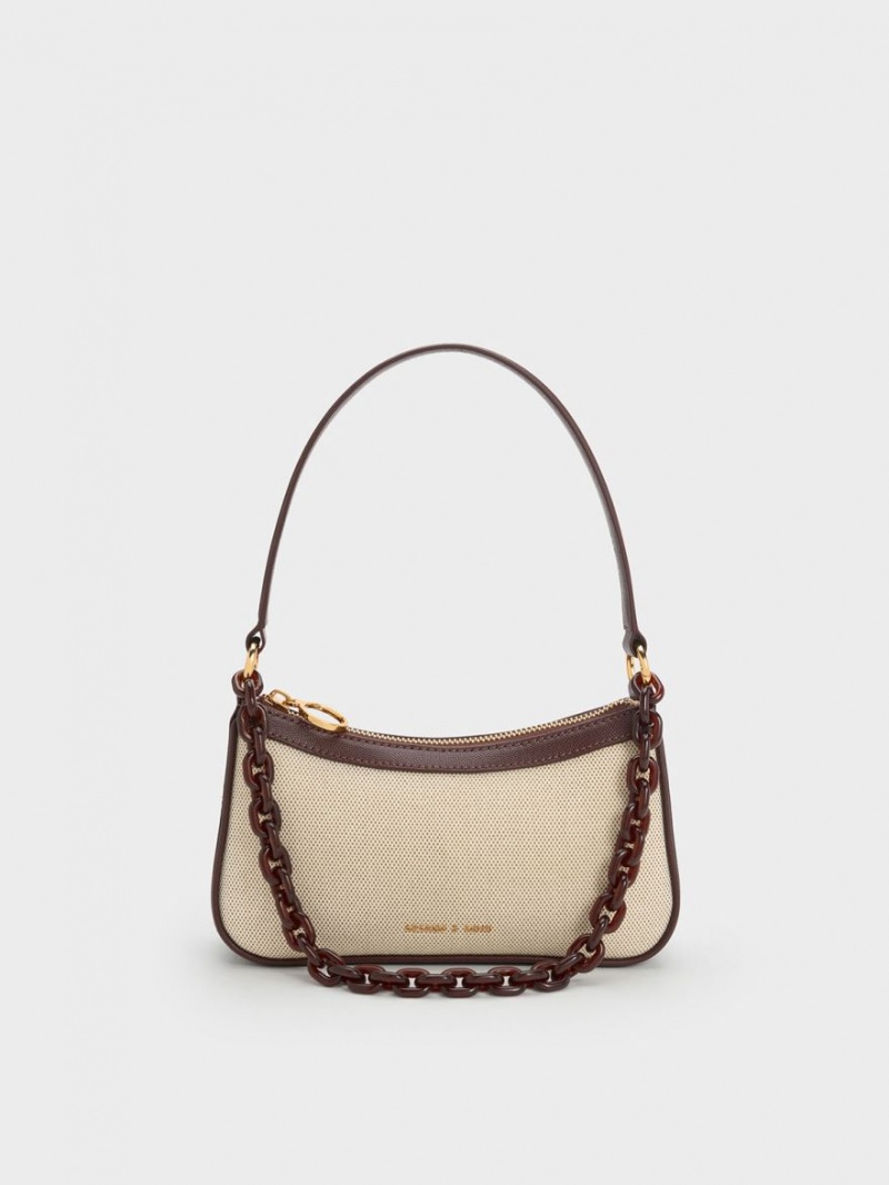 Geanta Tote Charles & Keith Alcott Scarf Panza Maro Inchis | 873CHWXTA