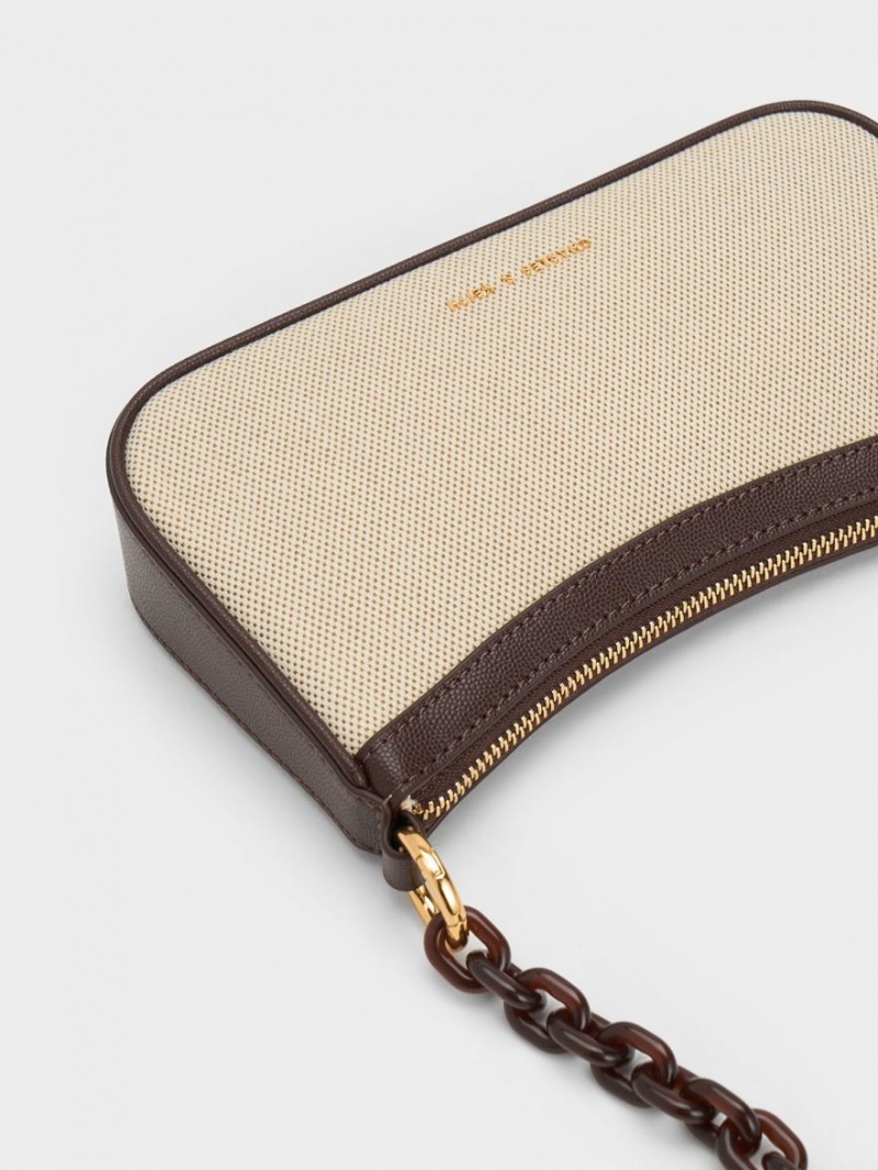 Geanta Tote Charles & Keith Alcott Scarf Panza Maro Inchis | 873CHWXTA