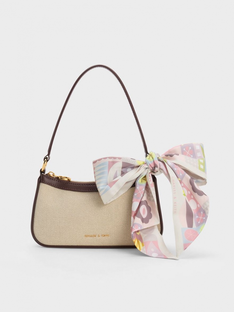 Geanta Tote Charles & Keith Alcott Scarf Panza Maro Inchis | 873CHWXTA