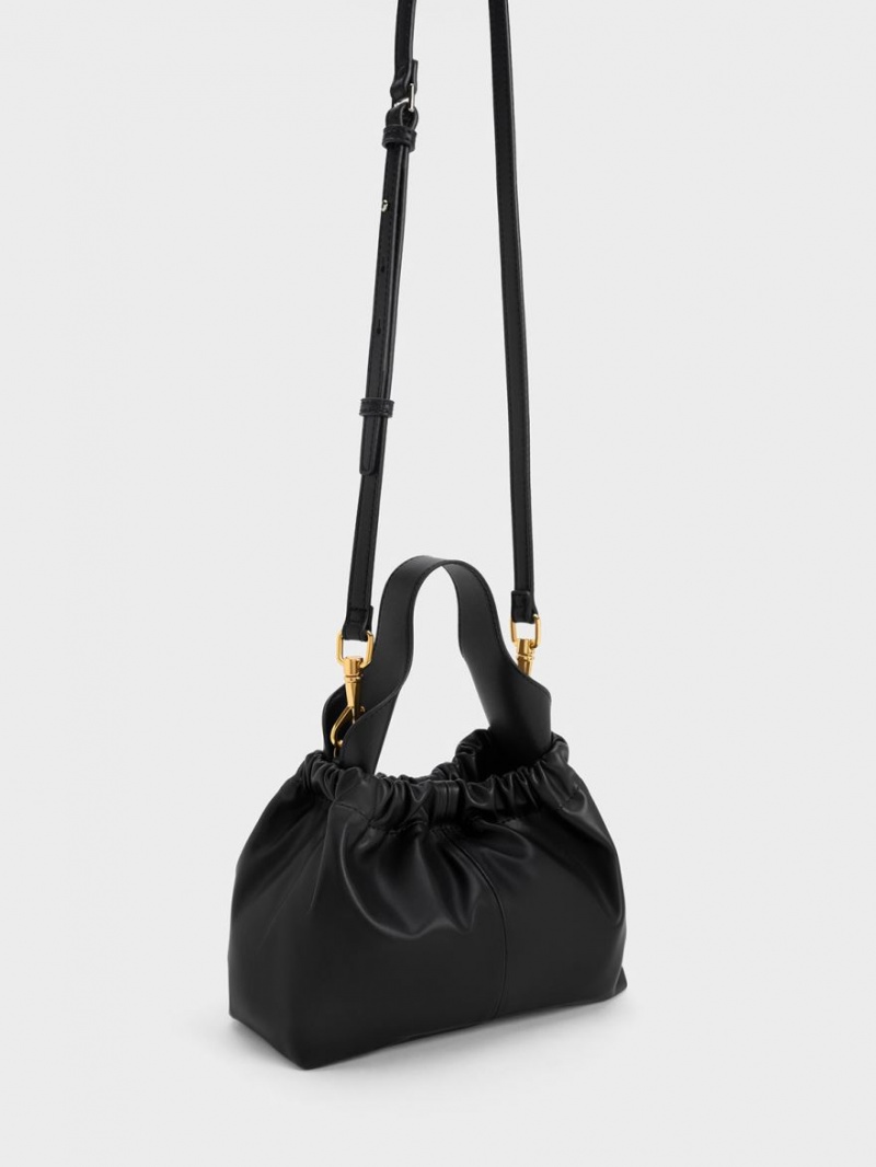 Geanta Tote Charles & Keith Ally Ruched Slouchy Negrii | 816JMTDSA