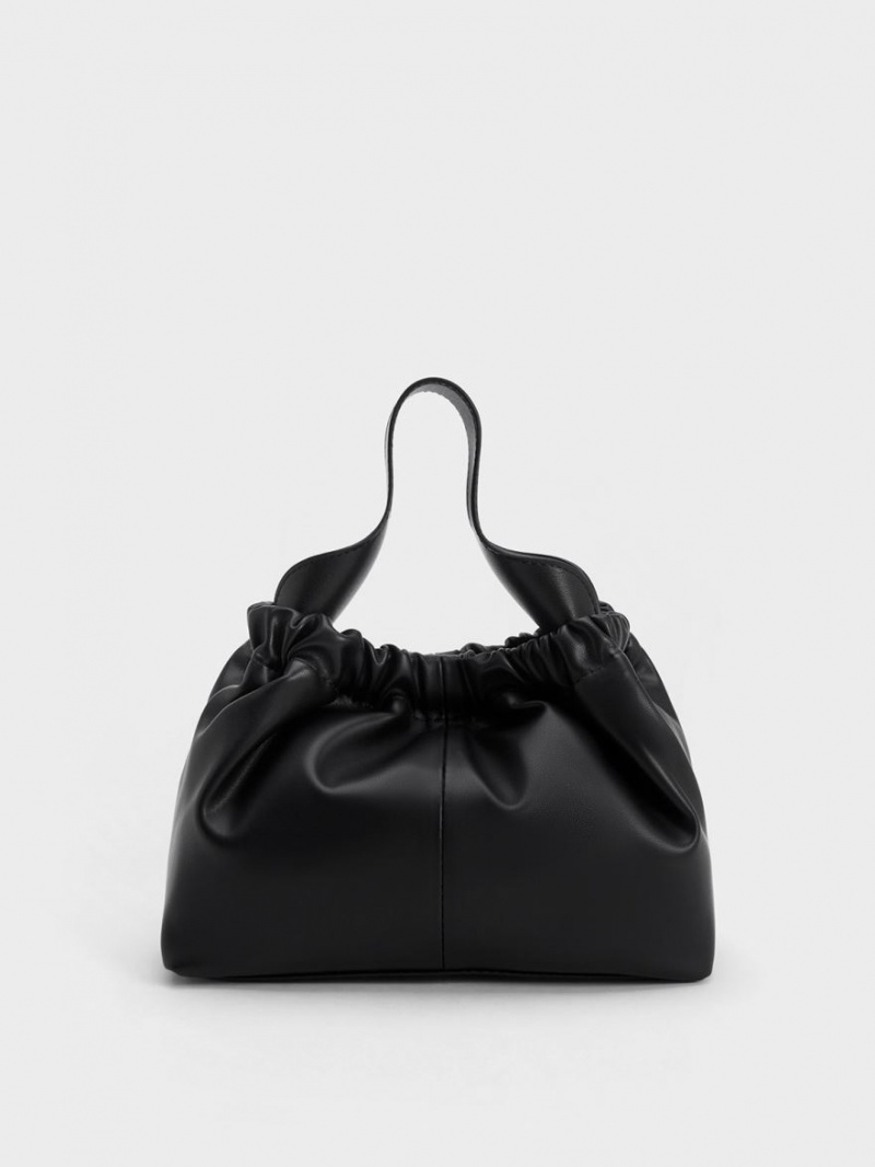 Geanta Tote Charles & Keith Ally Ruched Slouchy Negrii | 816JMTDSA