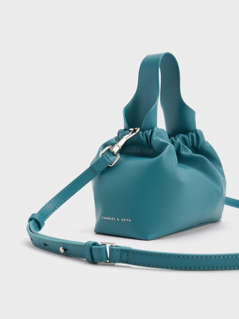 Geanta Tote Charles & Keith Ally Ruched Slouchy Turcoaz | 613RLBWHP