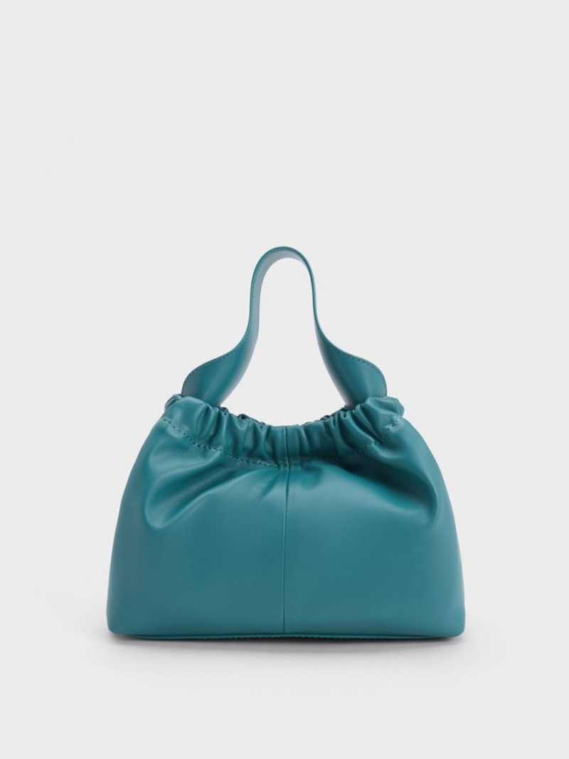 Geanta Tote Charles & Keith Ally Ruched Slouchy Turcoaz | 613RLBWHP