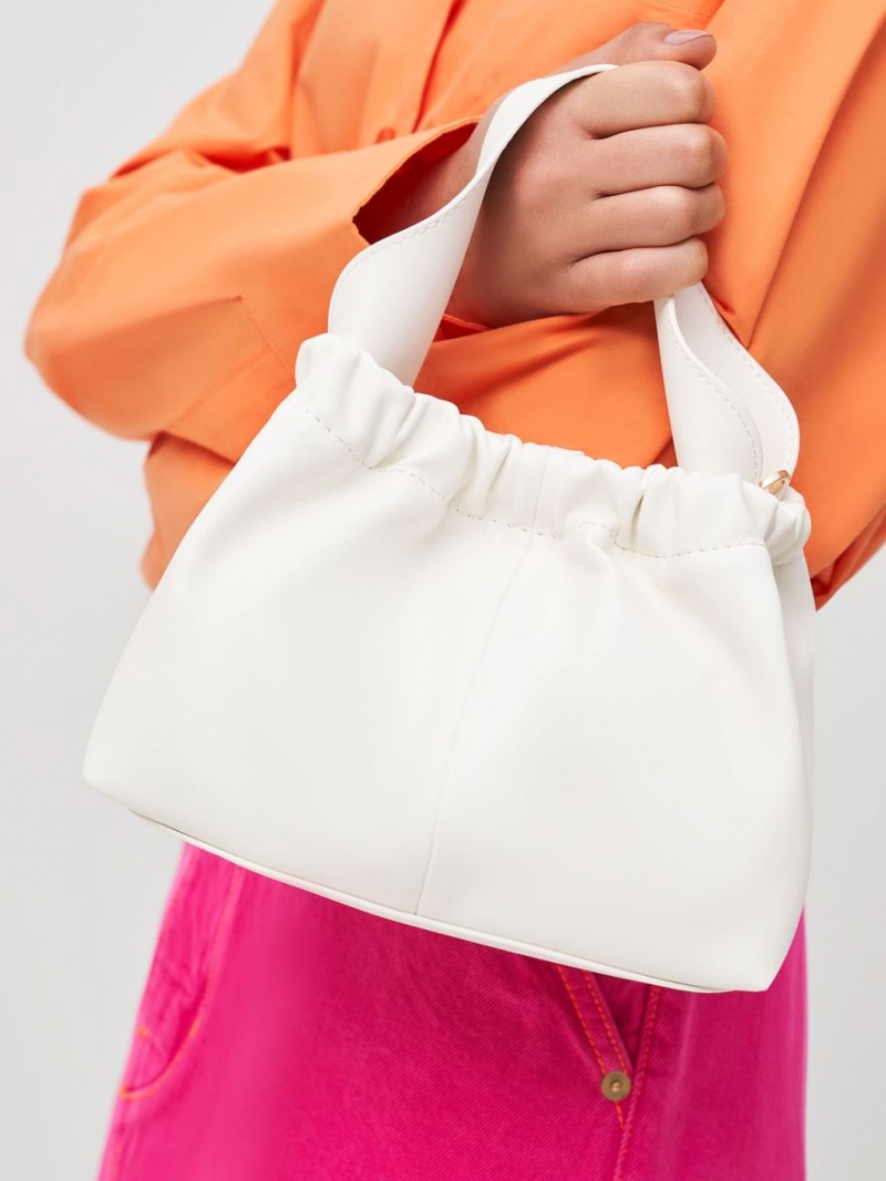 Geanta Tote Charles & Keith Ally Ruched Slouchy Albi | 489PFCBGL