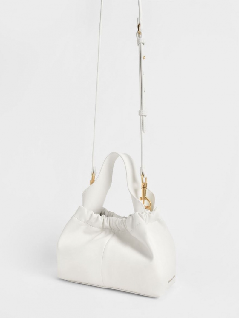 Geanta Tote Charles & Keith Ally Ruched Slouchy Albi | 489PFCBGL