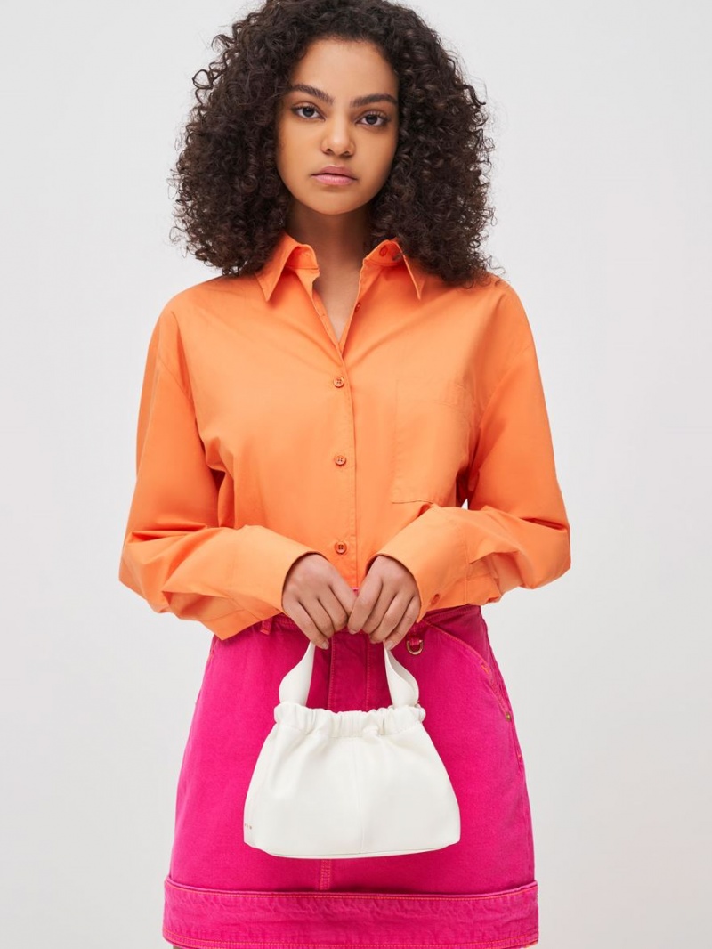 Geanta Tote Charles & Keith Ally Ruched Slouchy Albi | 489PFCBGL