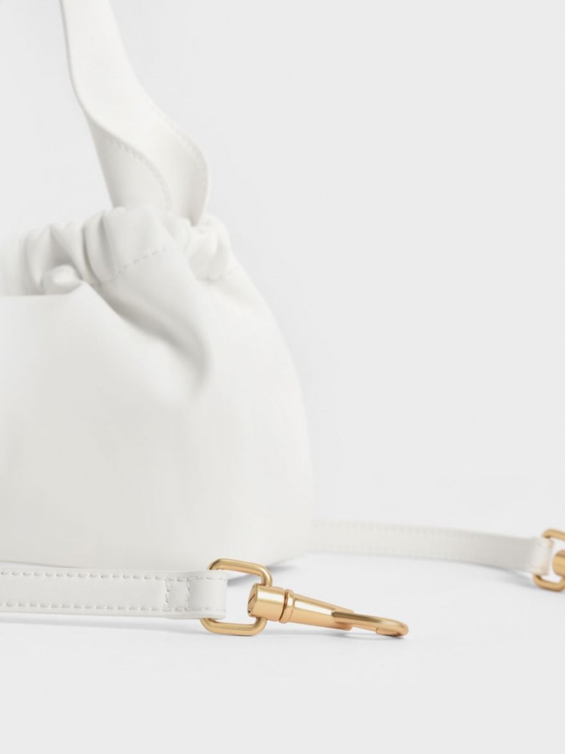 Geanta Tote Charles & Keith Ally Ruched Slouchy Albi | 489PFCBGL