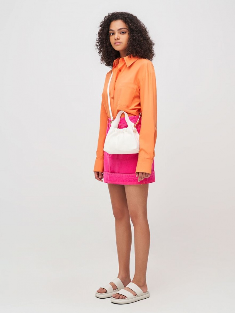Geanta Tote Charles & Keith Ally Ruched Slouchy Albi | 489PFCBGL