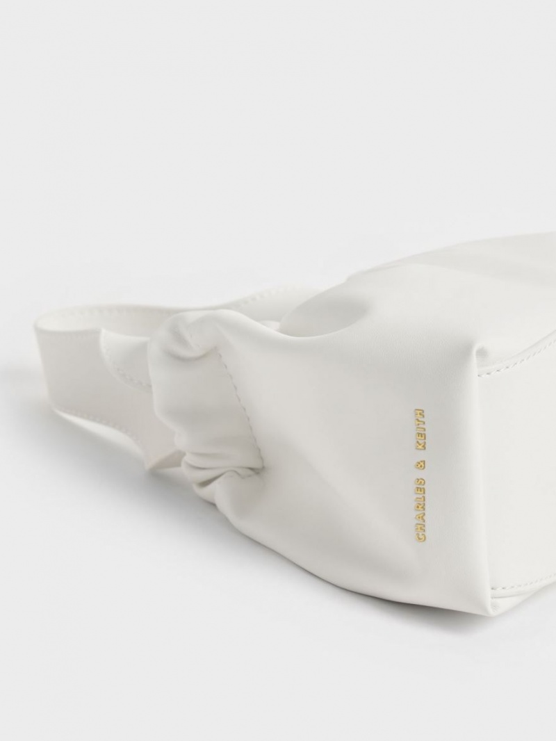 Geanta Tote Charles & Keith Ally Ruched Slouchy Albi | 489PFCBGL