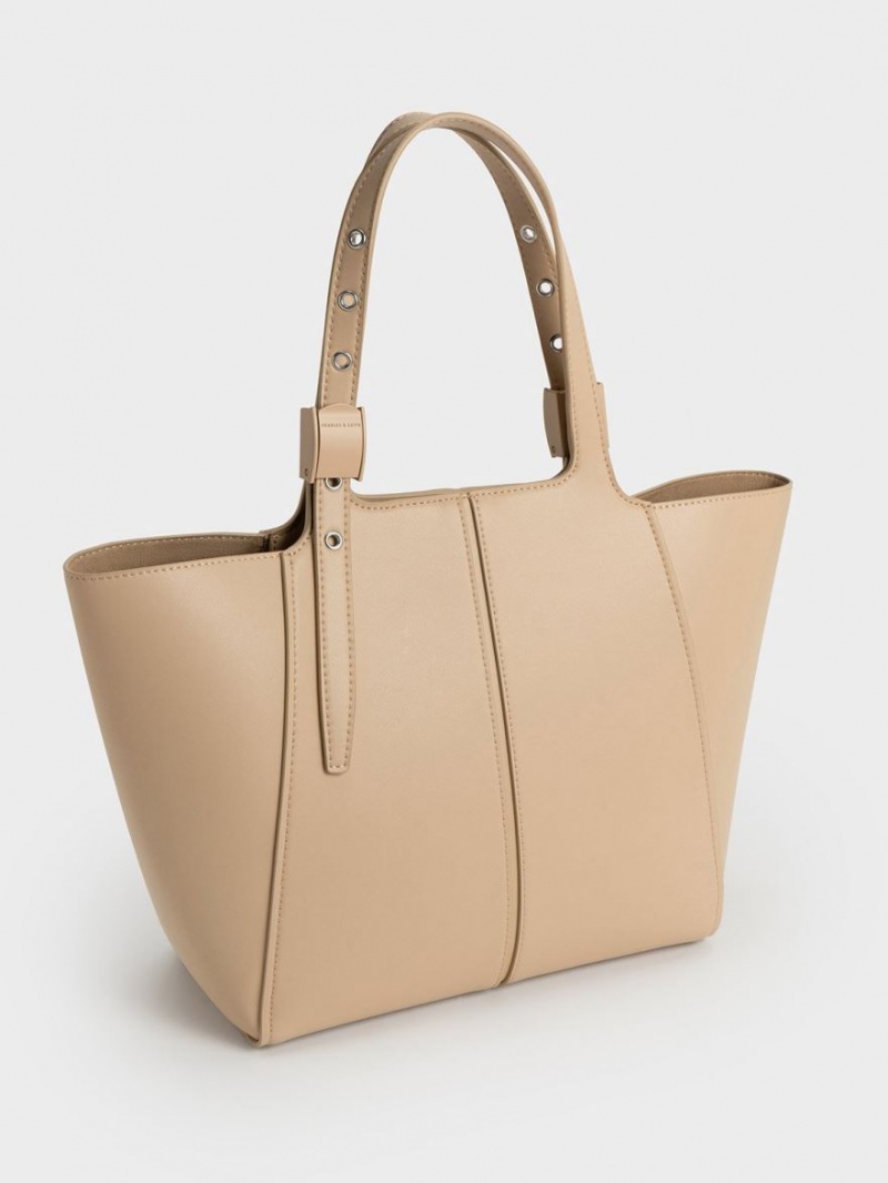 Geanta Tote Charles & Keith Altea Bej | 568LVCHYO