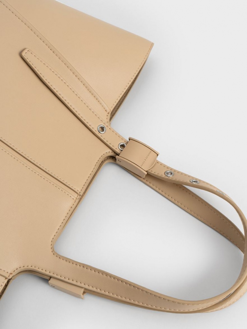 Geanta Tote Charles & Keith Altea Bej | 568LVCHYO