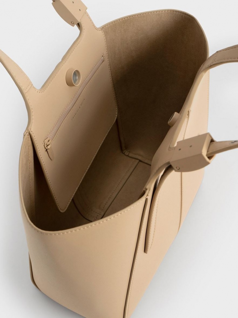 Geanta Tote Charles & Keith Altea Bej | 568LVCHYO