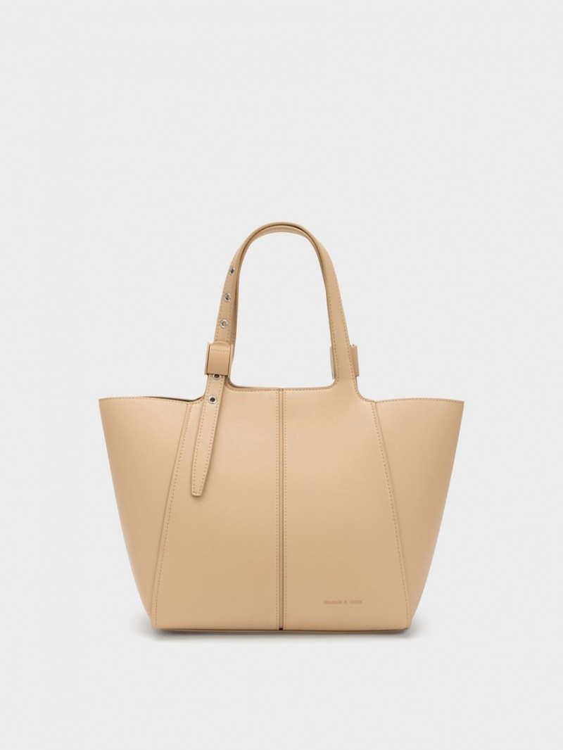 Geanta Tote Charles & Keith Altea Bej | 568LVCHYO