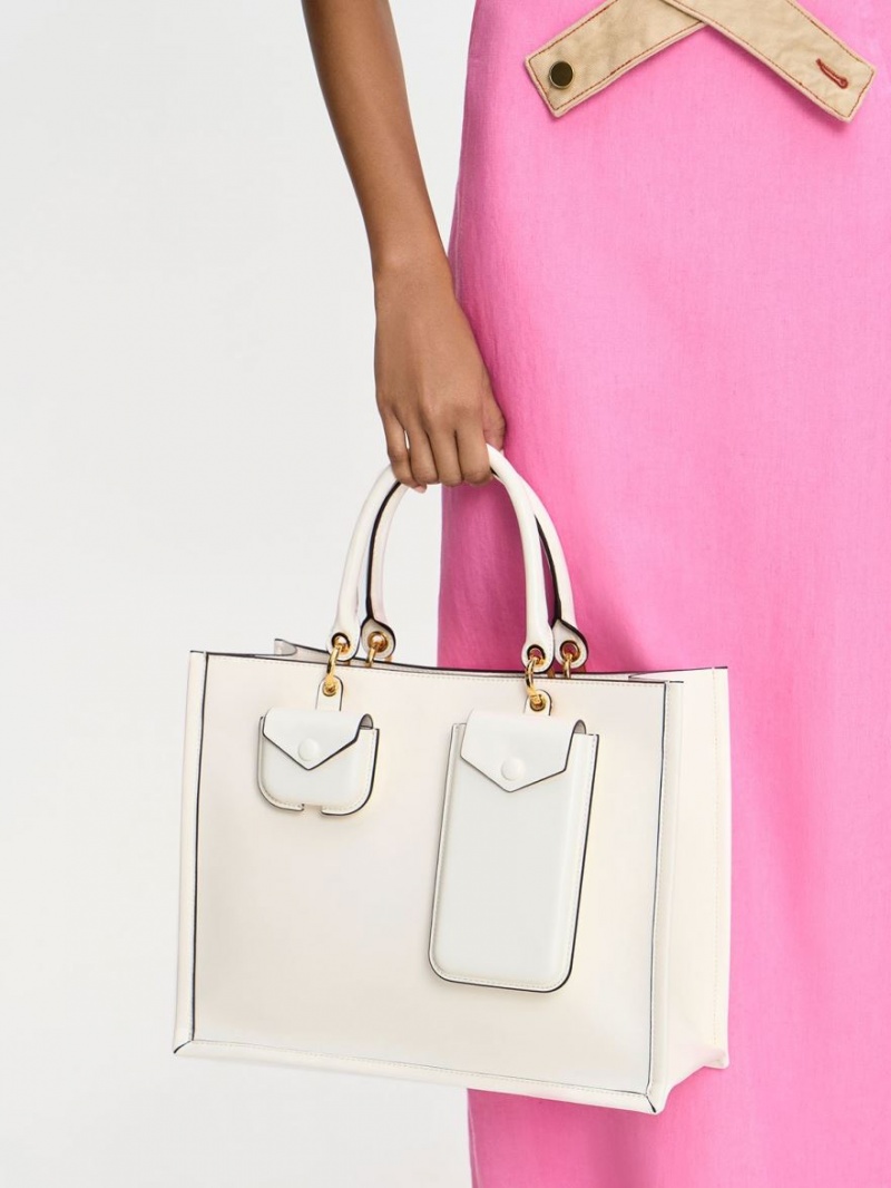 Geanta Tote Charles & Keith Amber Multi-Pouch Albi | 390LVYHOA