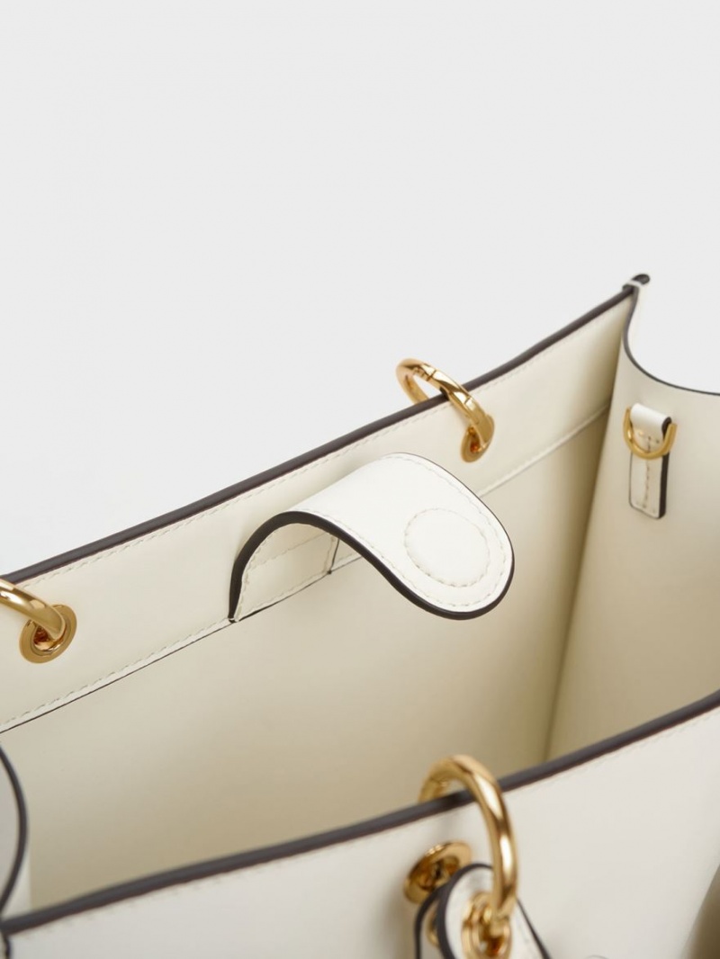 Geanta Tote Charles & Keith Amber Multi-Pouch Albi | 390LVYHOA