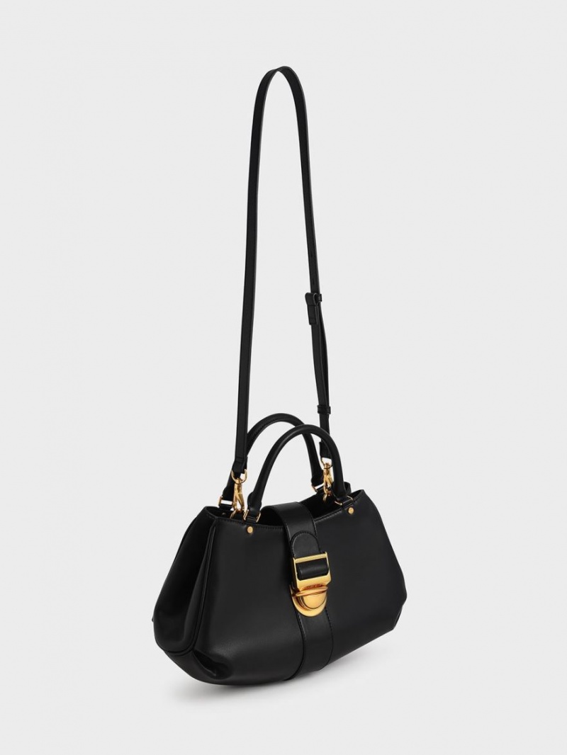 Geanta Tote Charles & Keith Amelia Buckled Negrii | 301KZONSX