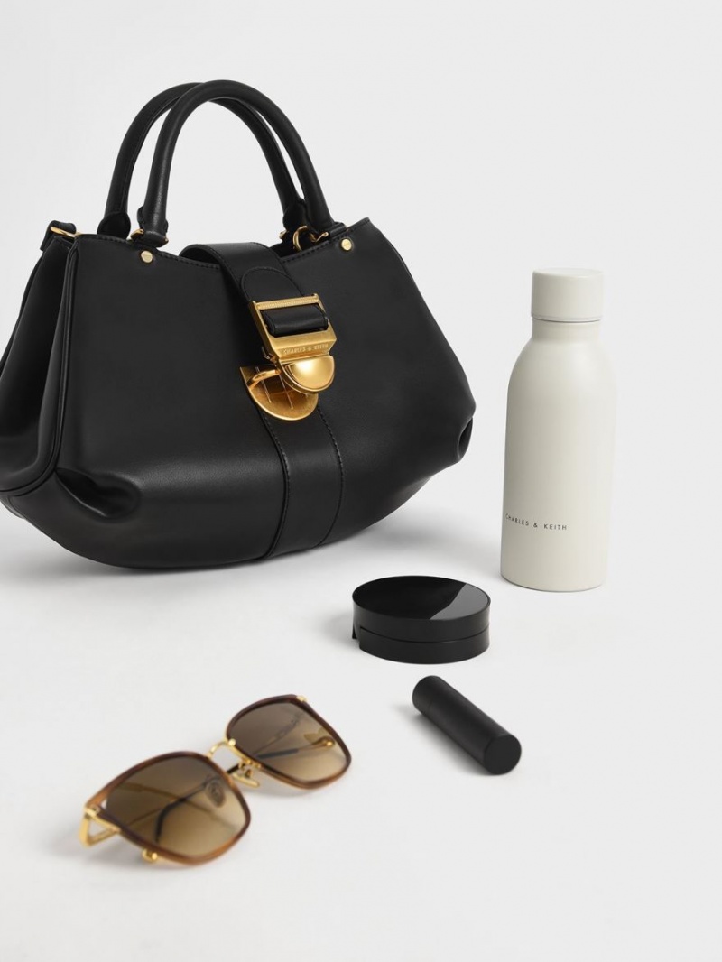 Geanta Tote Charles & Keith Amelia Buckled Negrii | 301KZONSX