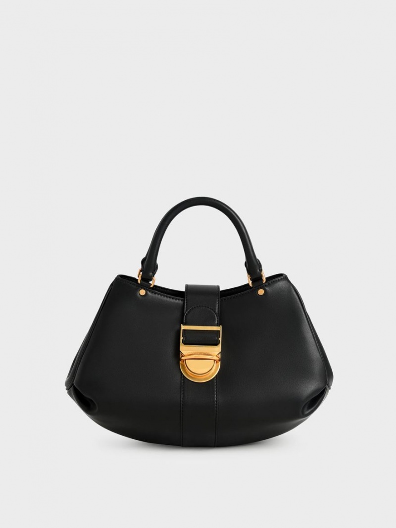 Geanta Tote Charles & Keith Amelia Buckled Negrii | 301KZONSX
