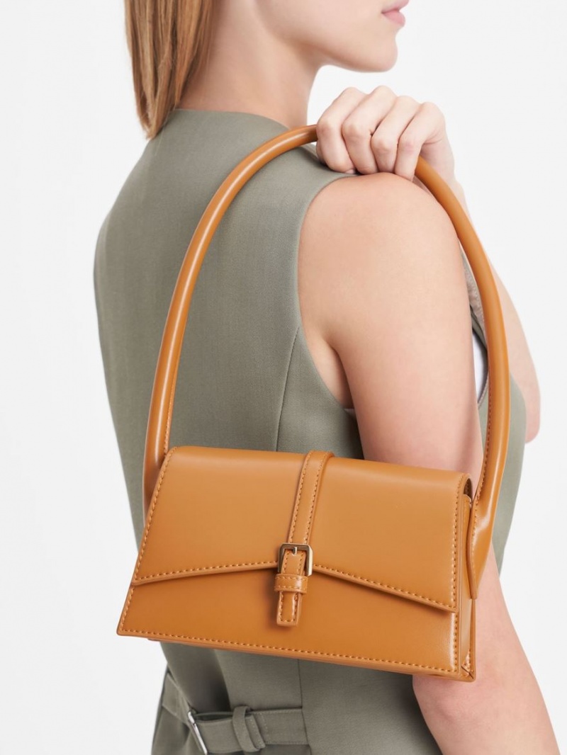 Geanta Tote Charles & Keith Annelise Belted Trapeze Portocalii | 578BSDKMI