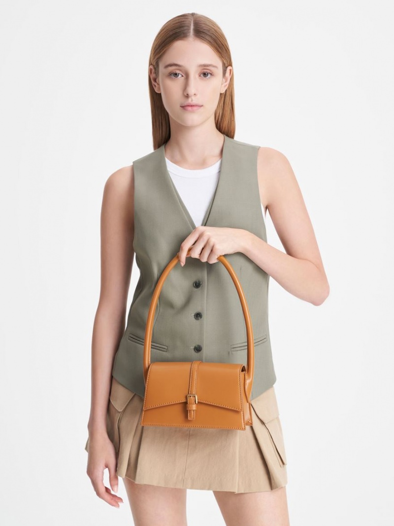 Geanta Tote Charles & Keith Annelise Belted Trapeze Portocalii | 578BSDKMI