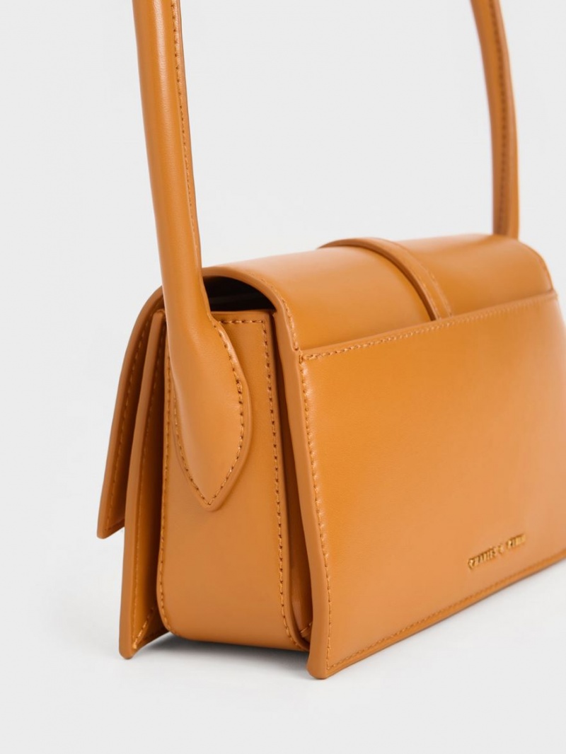 Geanta Tote Charles & Keith Annelise Belted Trapeze Portocalii | 578BSDKMI