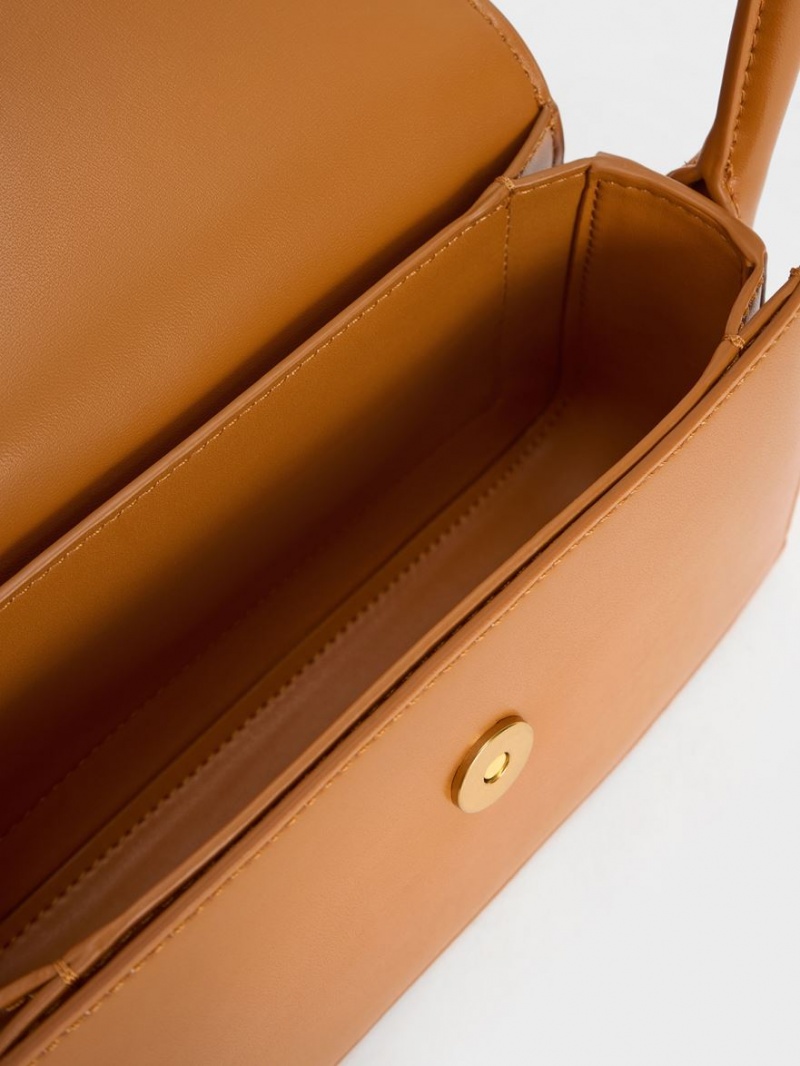 Geanta Tote Charles & Keith Annelise Belted Trapeze Portocalii | 578BSDKMI